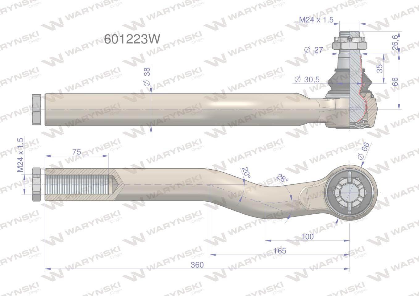 Przegub układu kierowniczego Manitou 601223 Waryński 601223W - zdjęcie 3