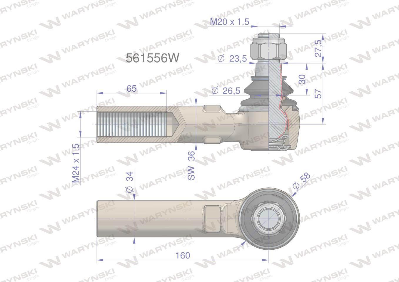 Przegub układu kierowniczego Manitou 561556 Waryński 561556W - zdjęcie 3