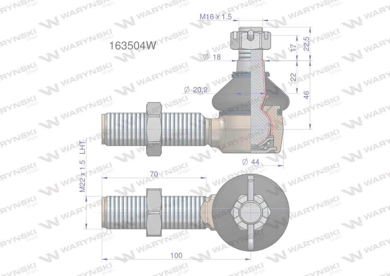 Przegub układu kierowniczego Manitou 163504 Waryński 163504W - zdjęcie 2