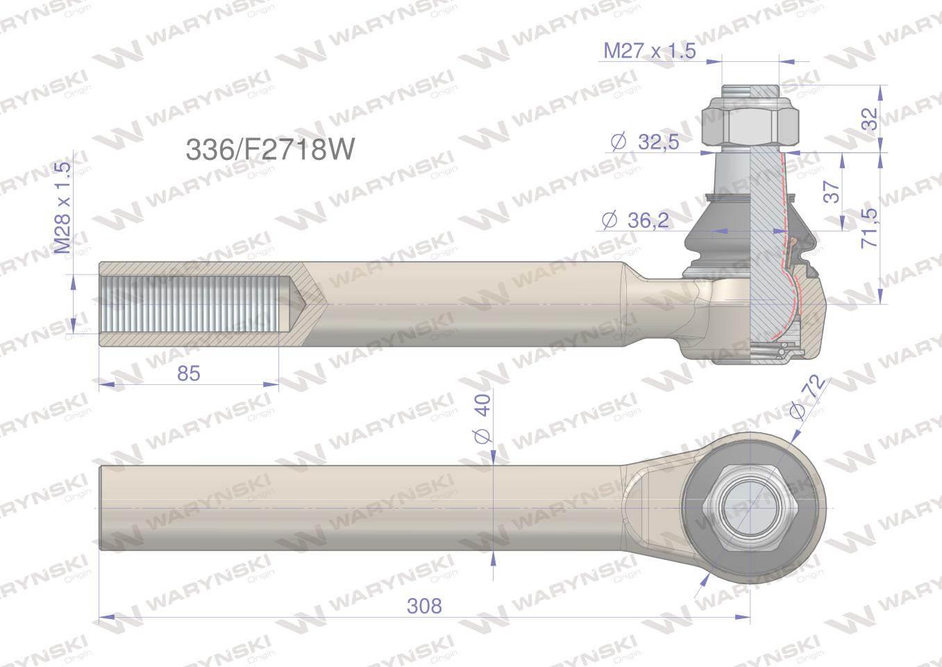 Przegub układu kierowniczego JCB 336/F2718 Waryński 336/F2718W - zdjęcie 3