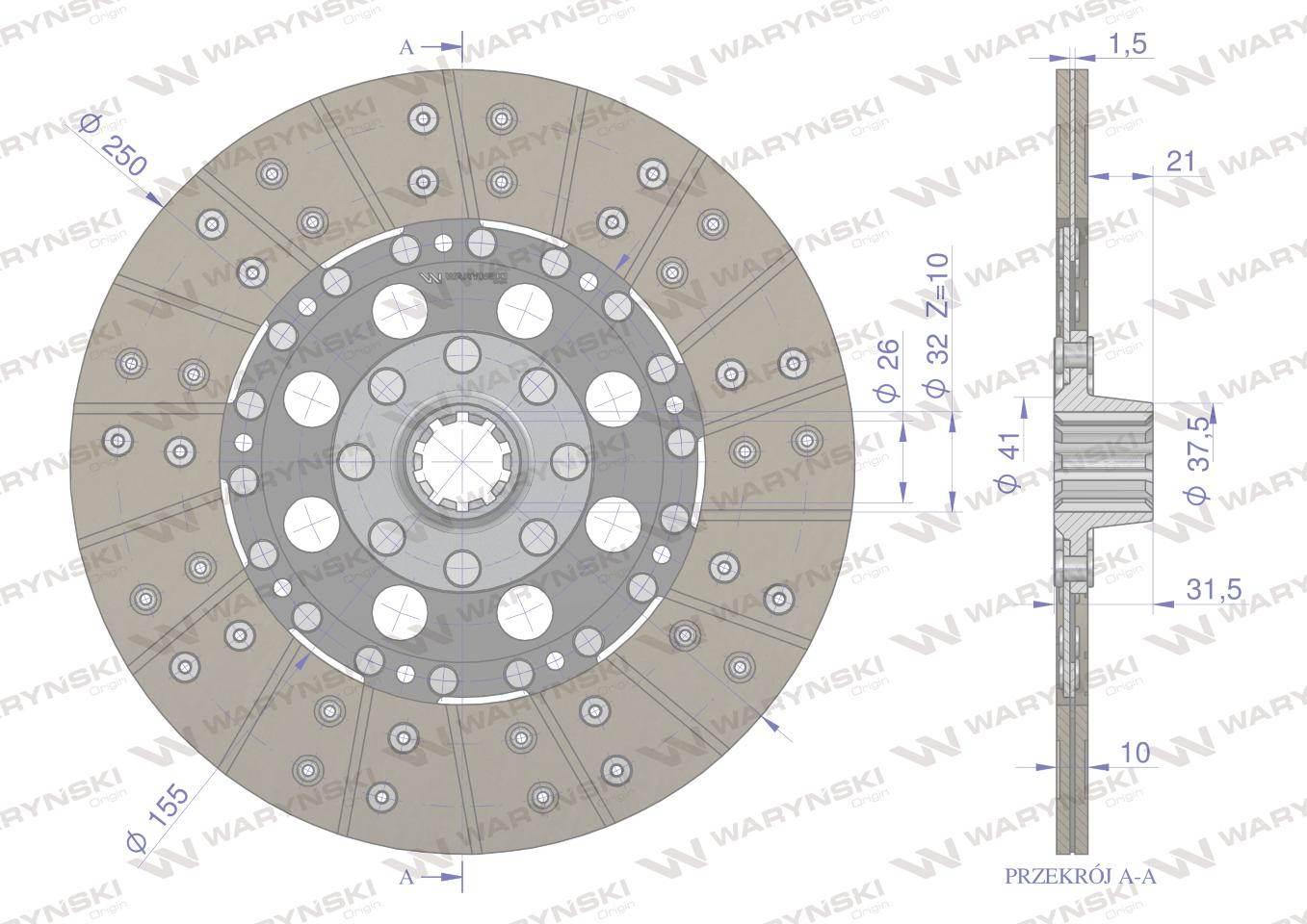 Tarcza sprzęgła F138153420010 FENDT Waryński F138153420010W - zdjęcie 3