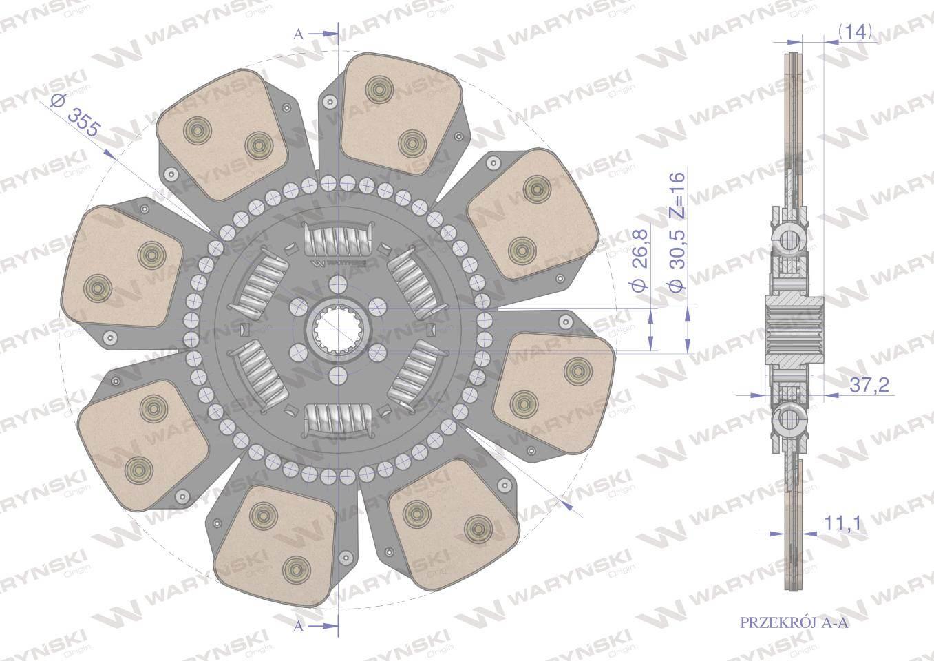 Tarcza sprzęgła Ceramiczna RENAULT Waryński 7700019557W - zdjęcie 3
