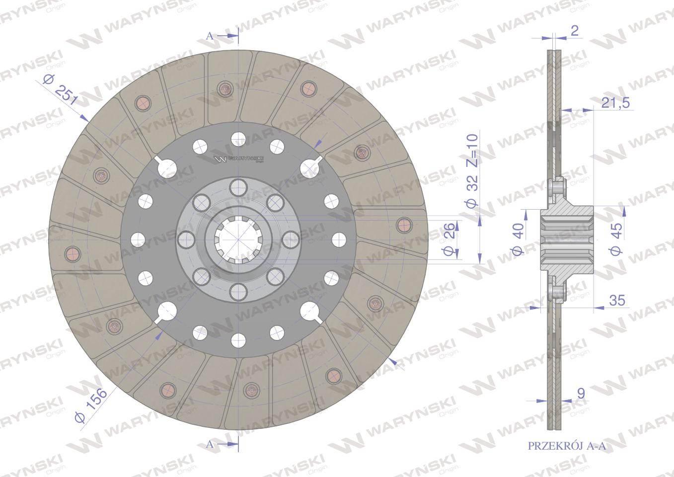 Tarcza sprzęgła AH64100 JOHN DEERE Waryński AH64100W - zdjęcie 3