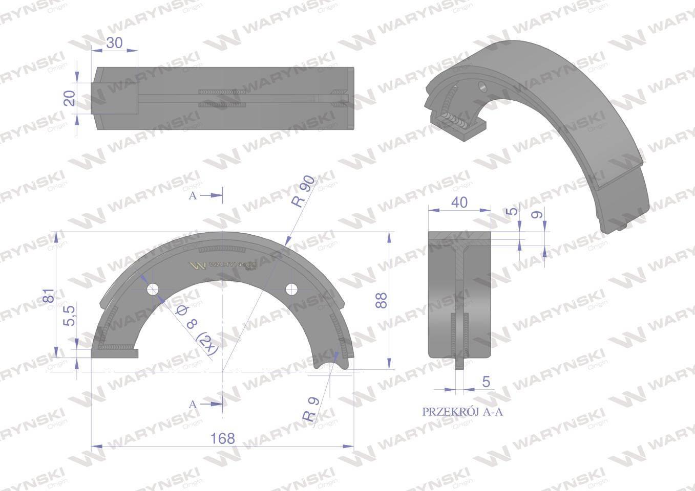 Szczęka hamulcowa 04380577 DEUTZ Waryński 4szt 04380577W - zdjęcie 2