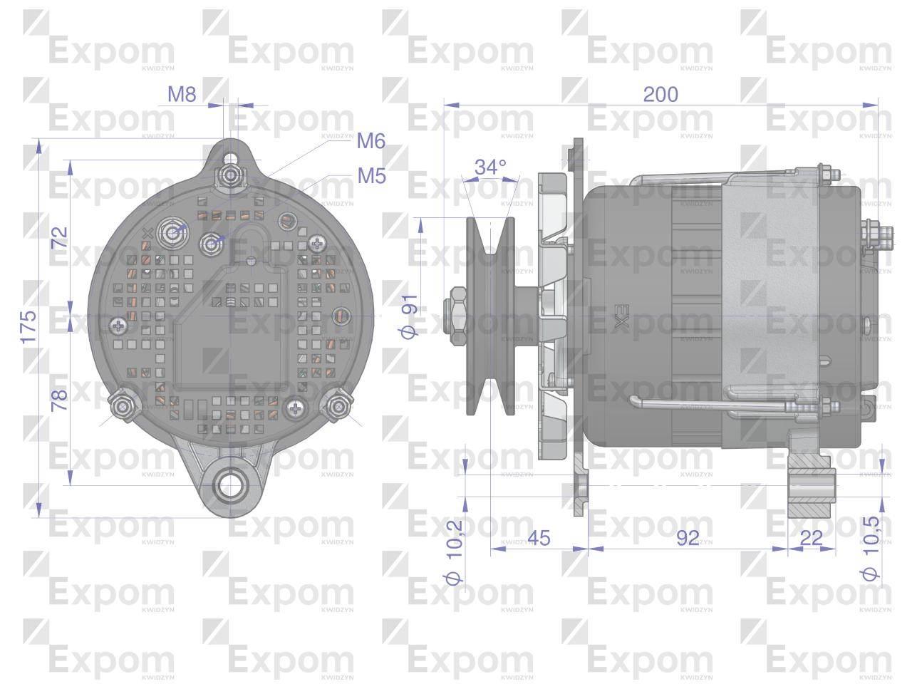 Alternator T-25 50A EXPOM KWIDZYN eu G466.3701-1EX - zdjęcie 3