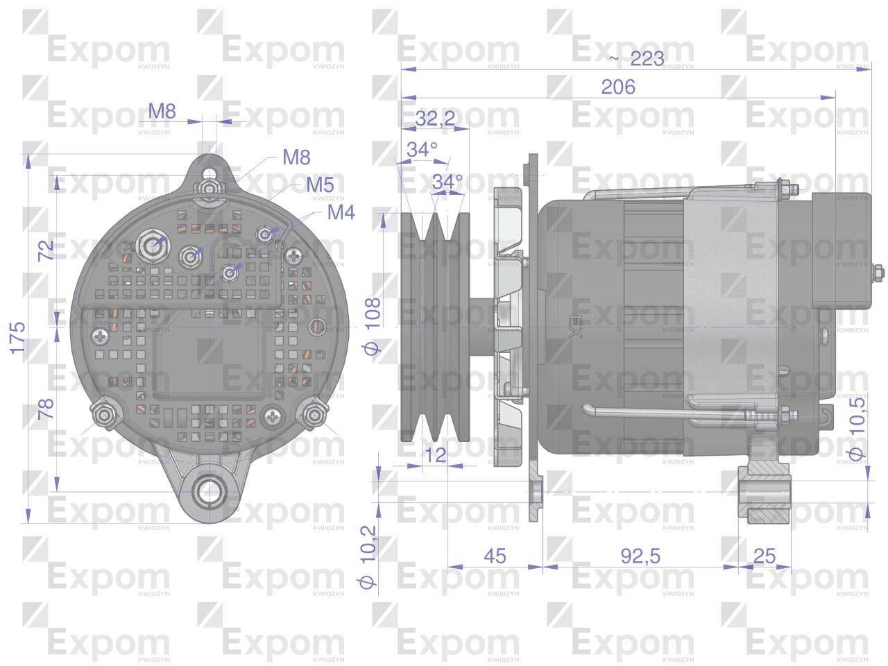 Alternator MTZ 100A podwójne koło pasowe KWIDZYN eu G9702.3701EX - zdjęcie 3