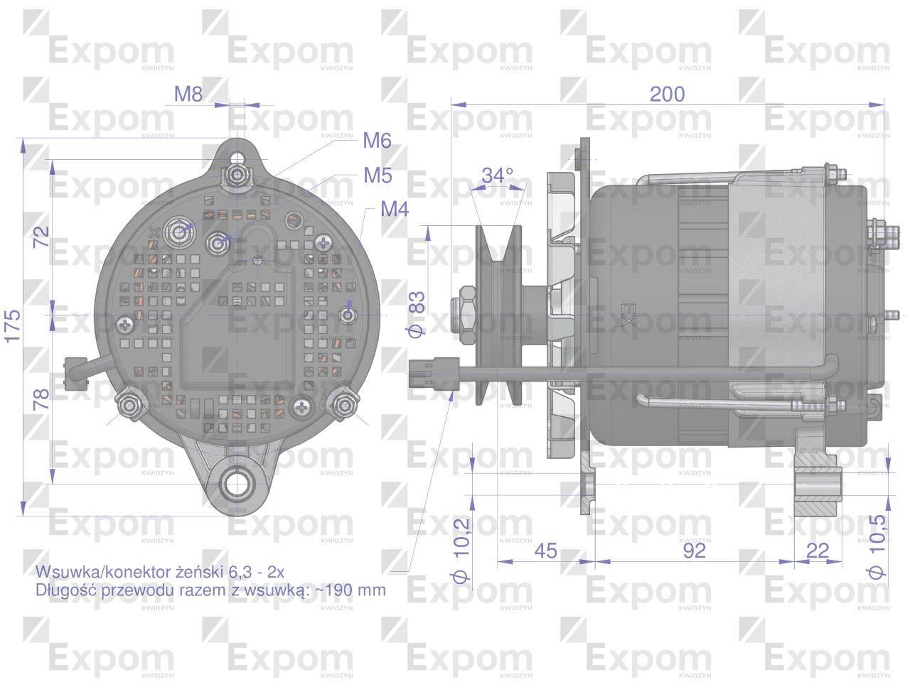 Alternator MTZ 80A z przewodem EXPOM KWIDZYN eu G9702.370.80AEX - zdjęcie 3