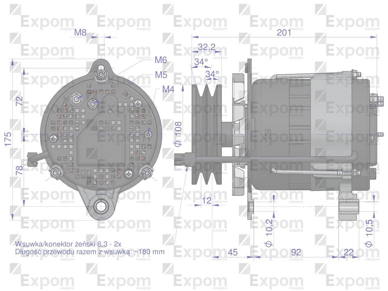Alternator MTZ 80A z przewodem EXPOM KWIDZYN eu G9702.3701.100EX - zdjęcie 3