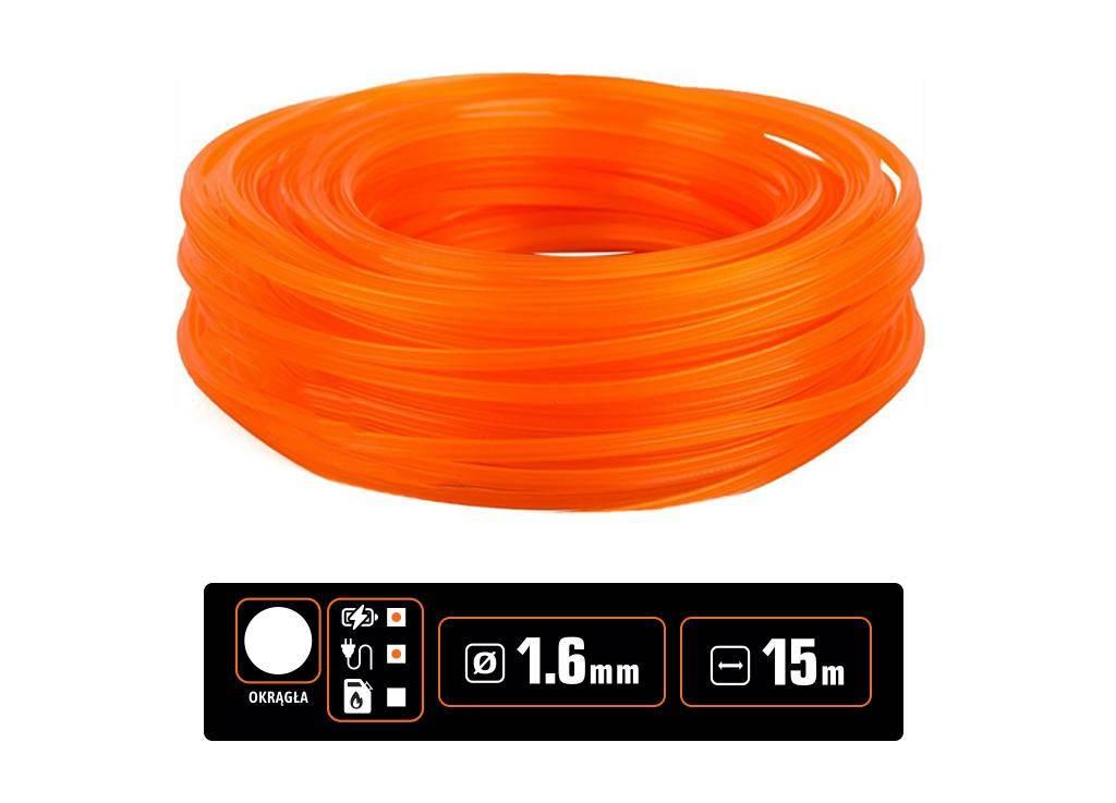 Żyłka tnąca do podkaszarek / Okrągła / 1.6 mm / 15 m / TEGER T-O-ZPO-1.6 - zdjęcie 2