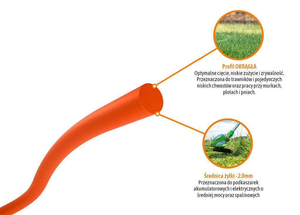 Żyłka tnąca do podkaszarek / Okrągła / 1.6 mm / 15 m / TEGER T-O-ZPO-1.6 - zdjęcie 3