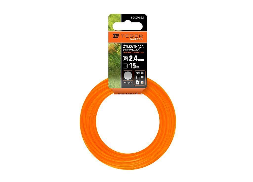 Żyłka tnąca do podkaszarek / Okrągła / 2.4 mm / 15 m / TEGER T-O-ZPO-2.4