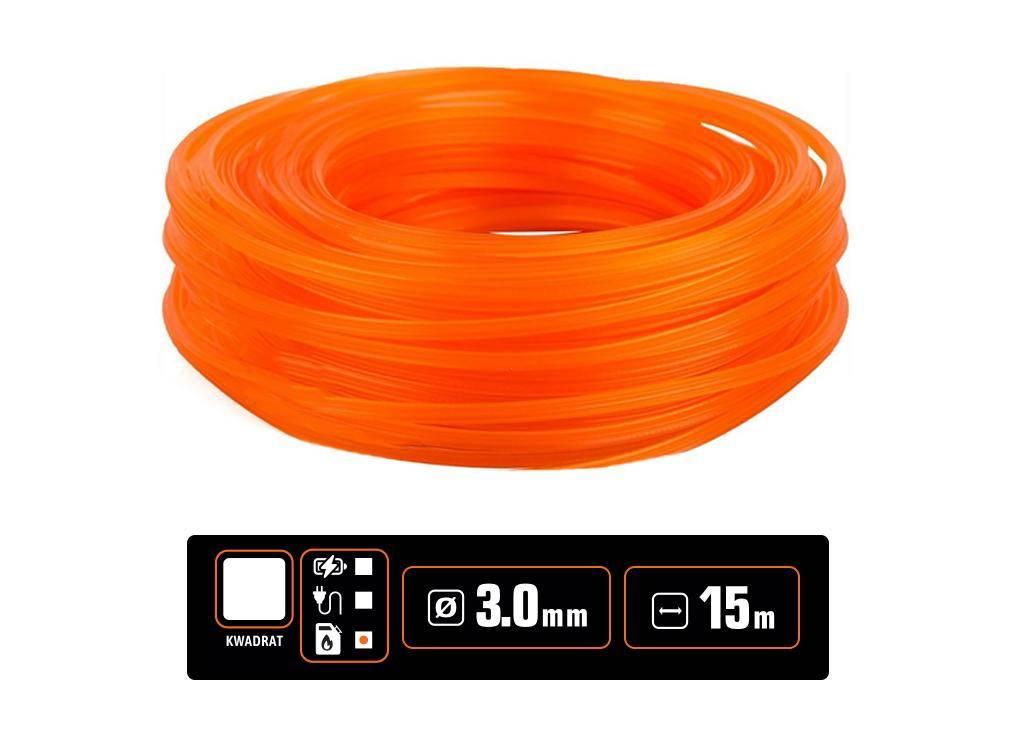 Żyłka tnąca do podkaszarek / Kwadrat / 3.0 mm / 15 m / TEGER T-O-ZPK-3.0 - zdjęcie 2
