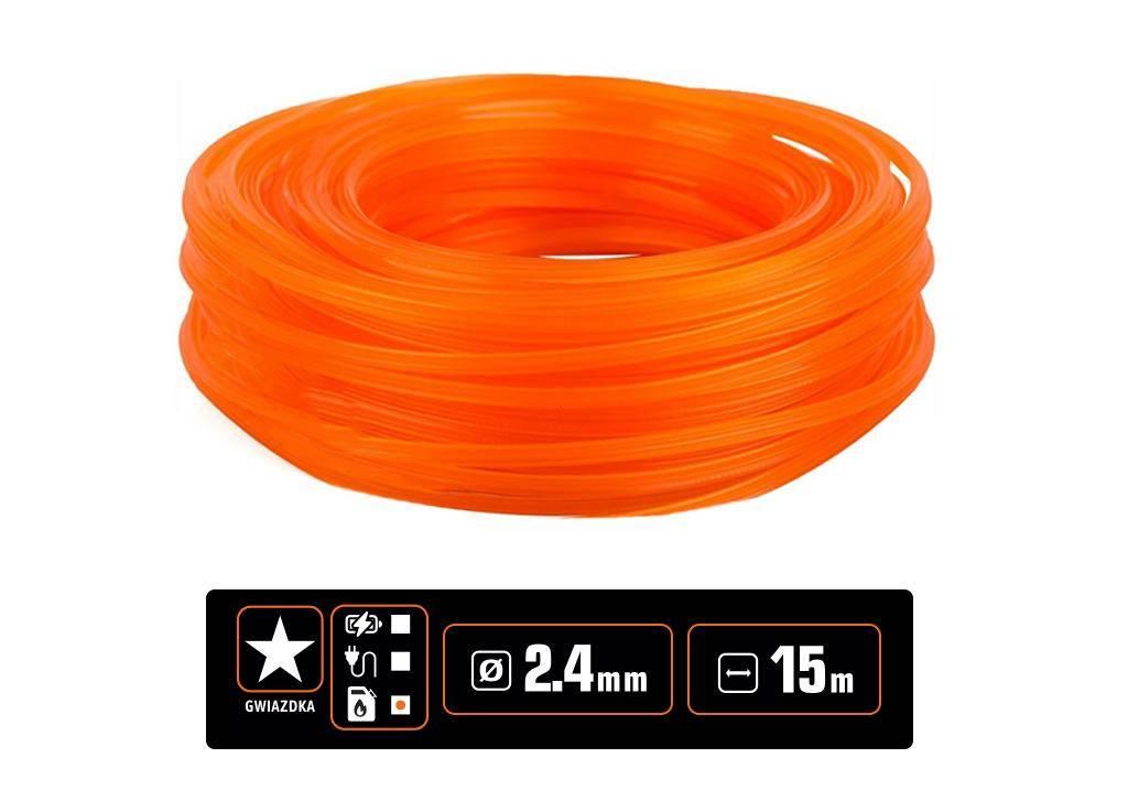 Żyłka tnąca do podkaszarek / Gwiazdka / 2.4 mm / 15 m / TEGER T-O-ZPG-2.4 - zdjęcie 2