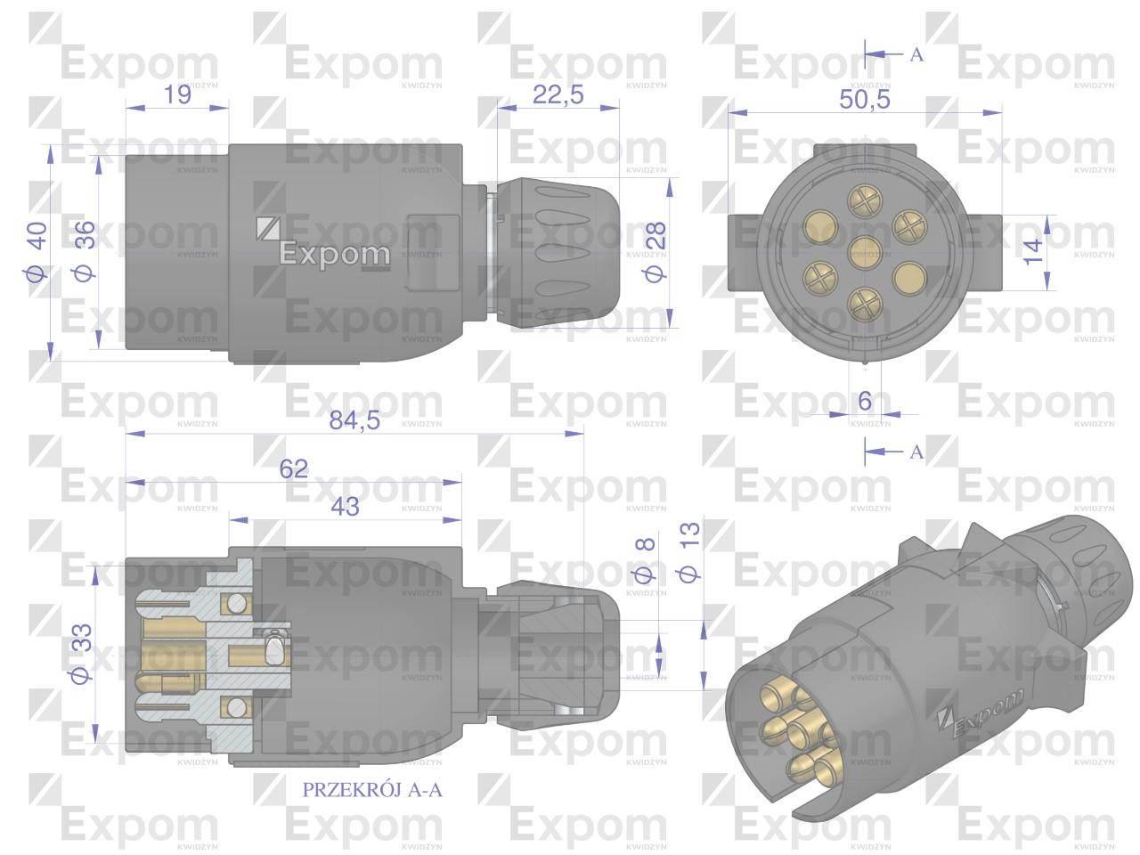 Wtyczka 7-Biegunowa EXPOM KWIDZYN eu W7BEX - zdjęcie 3