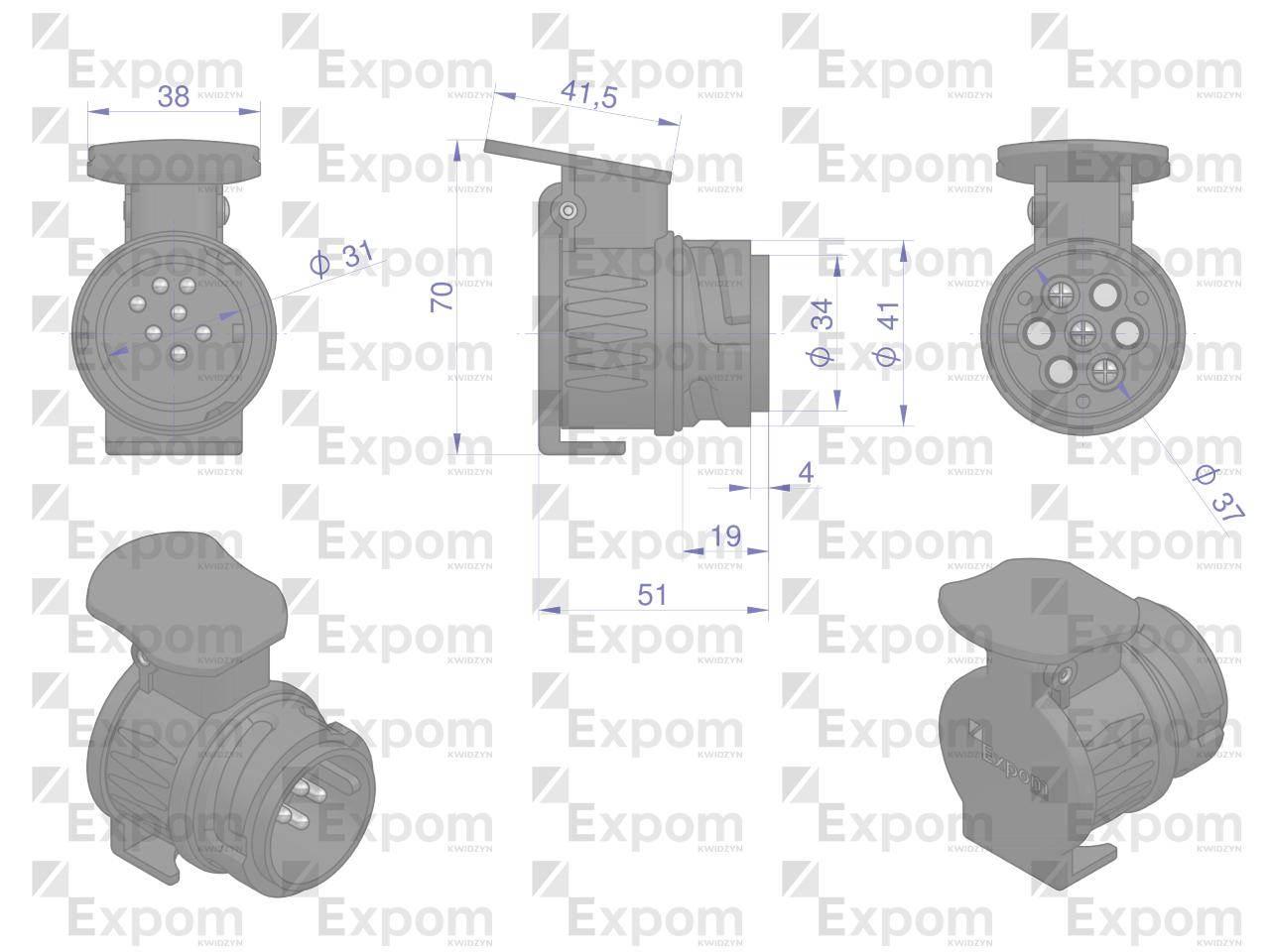 Adapter z 13-pin na 7-pin EXPOM KWIDZYN eu 13/7EX - zdjęcie 3