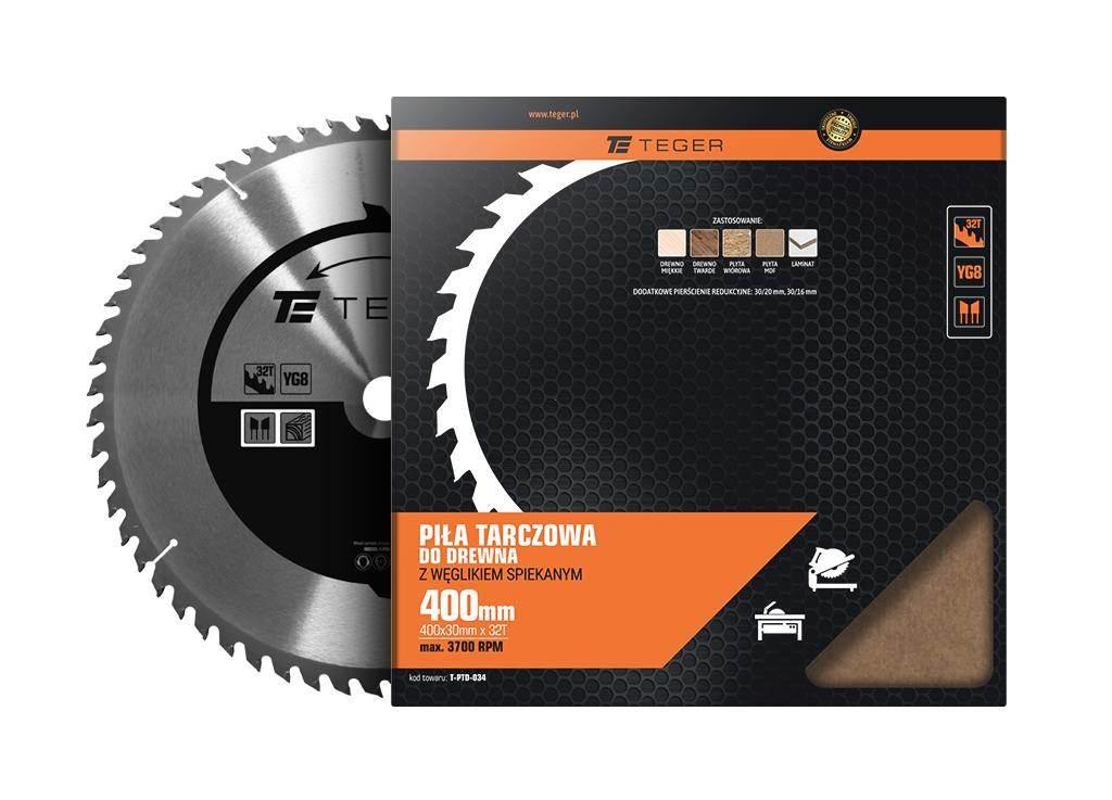 Piła tarczowa do drewna z węglikiem spiekanym 400x30x32T / TEGER T-PTD-034 - zdjęcie 2
