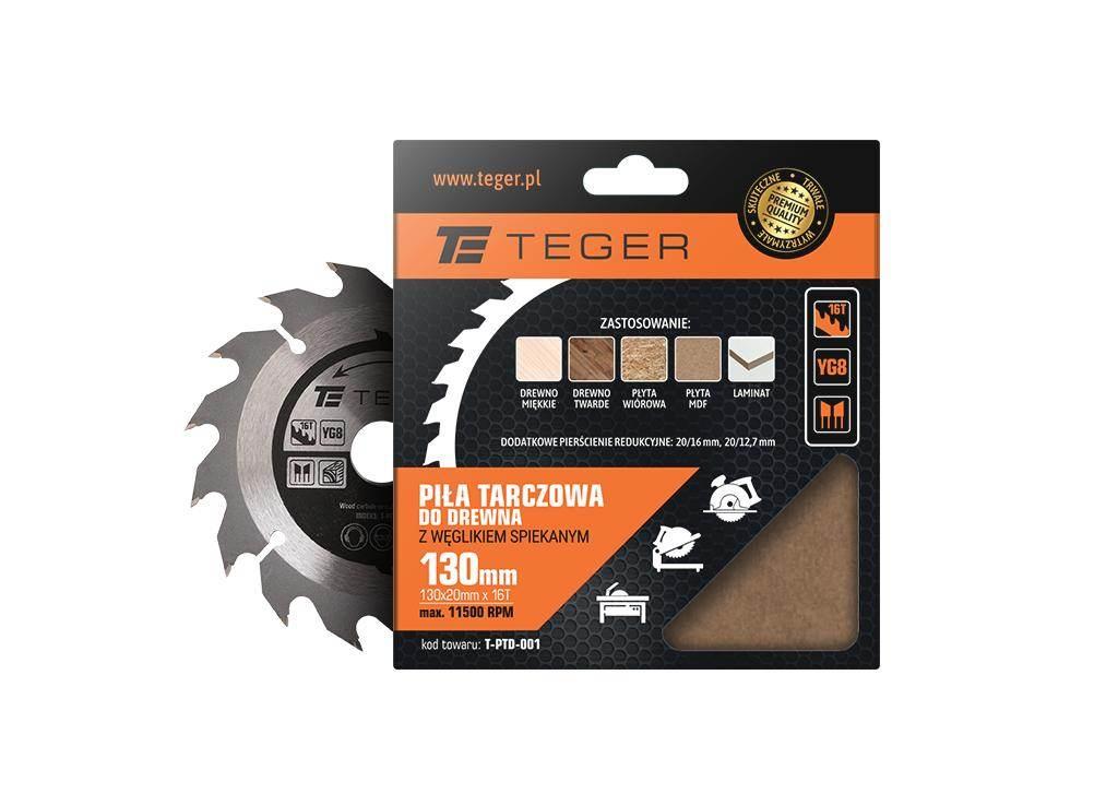 Piła tarczowa do drewna z węglikiem spiekanym 130x20x16T / TEGER T-PTD-001 - zdjęcie 2