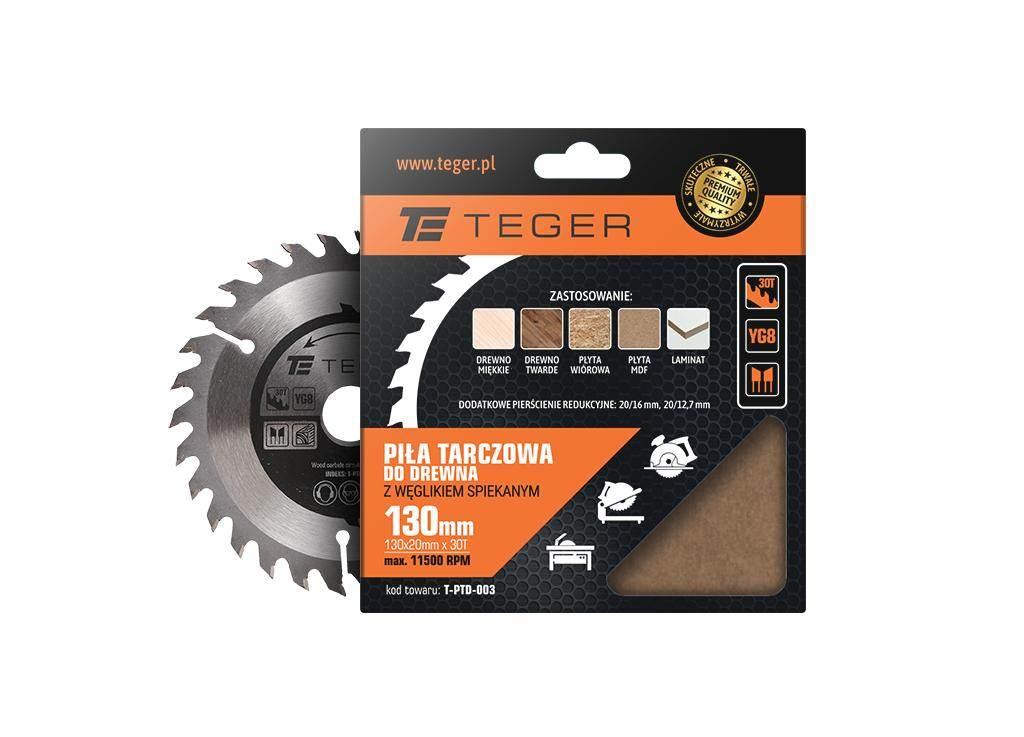 Piła tarczowa do drewna z węglikiem spiekanym 130x20x30T / TEGER T-PTD-003 - zdjęcie 2