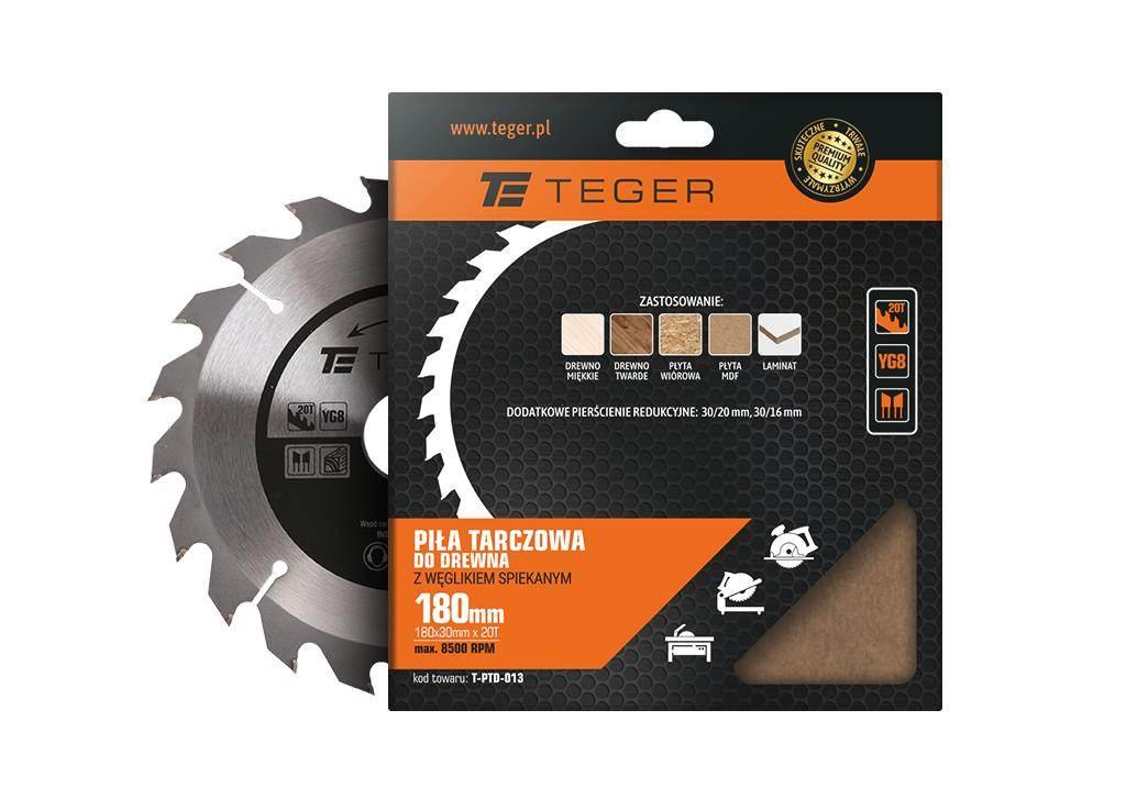 Piła tarczowa do drewna z węglikiem spiekanym 180x30x20T / TEGER T-PTD-013 - zdjęcie 2