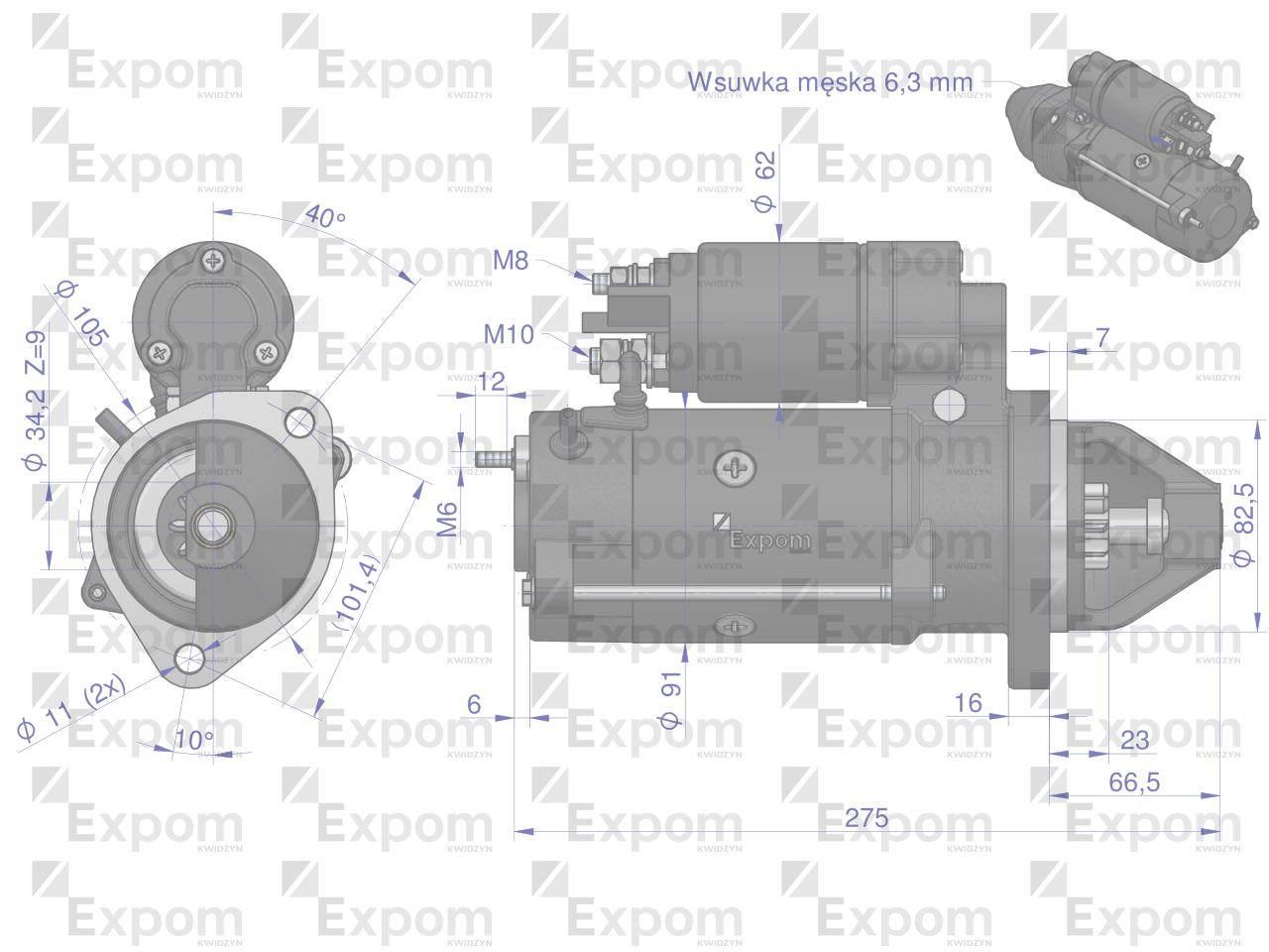 Rozrusznik 12V DEUTZ Typ Iskra MS641 EXPOM KWIDZYN eu MS641EX - zdjęcie 3