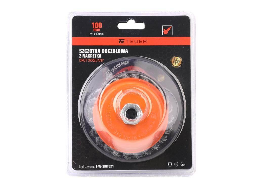 Szczotka doczołowa z nakrętką - drut skręcany M14/100 mm / TEGER - zdjęcie 2