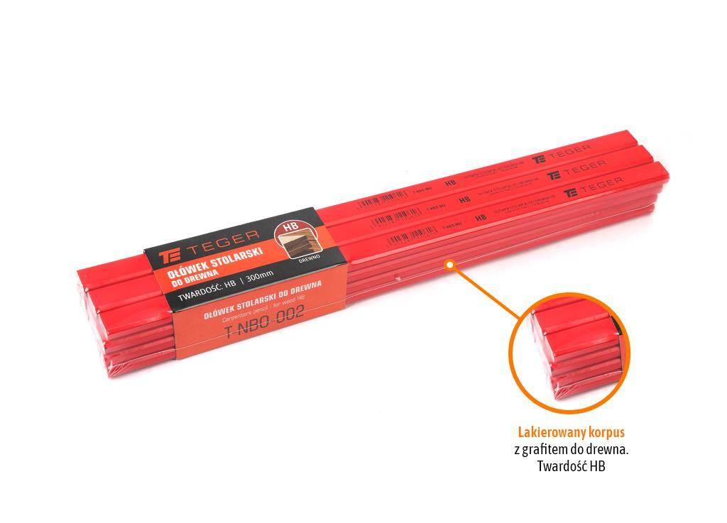 Ołówek stolarski - do drewna HB / 300mm / TEGER szt) 12szt T-NBO-002 - zdjęcie 3