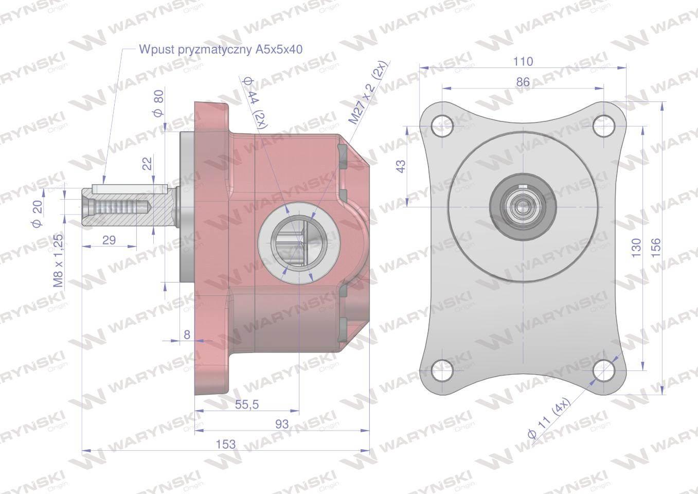 Pompa hydrauliczna zębata do Trol PZS-25P. PZ2-KZ-25P (obroty prawe) 16Mpa - zdjęcie 4
