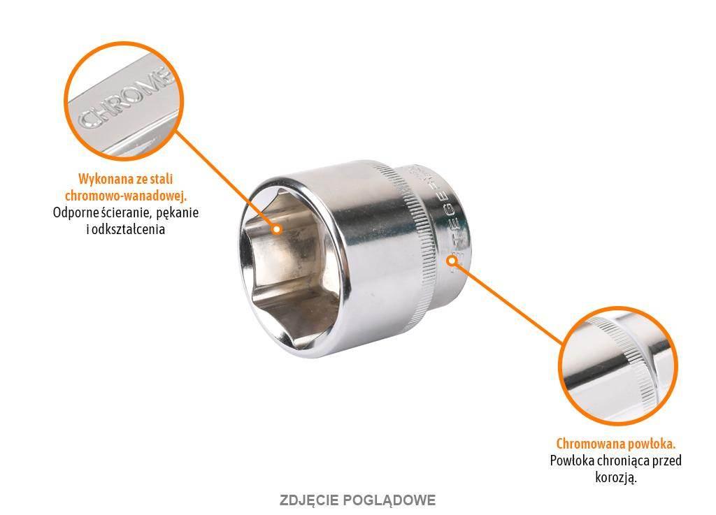 Klucz nasadowy 1/2" sześciokątny 25 mm, CR-V, Teger T-W-KNS118 - zdjęcie 2