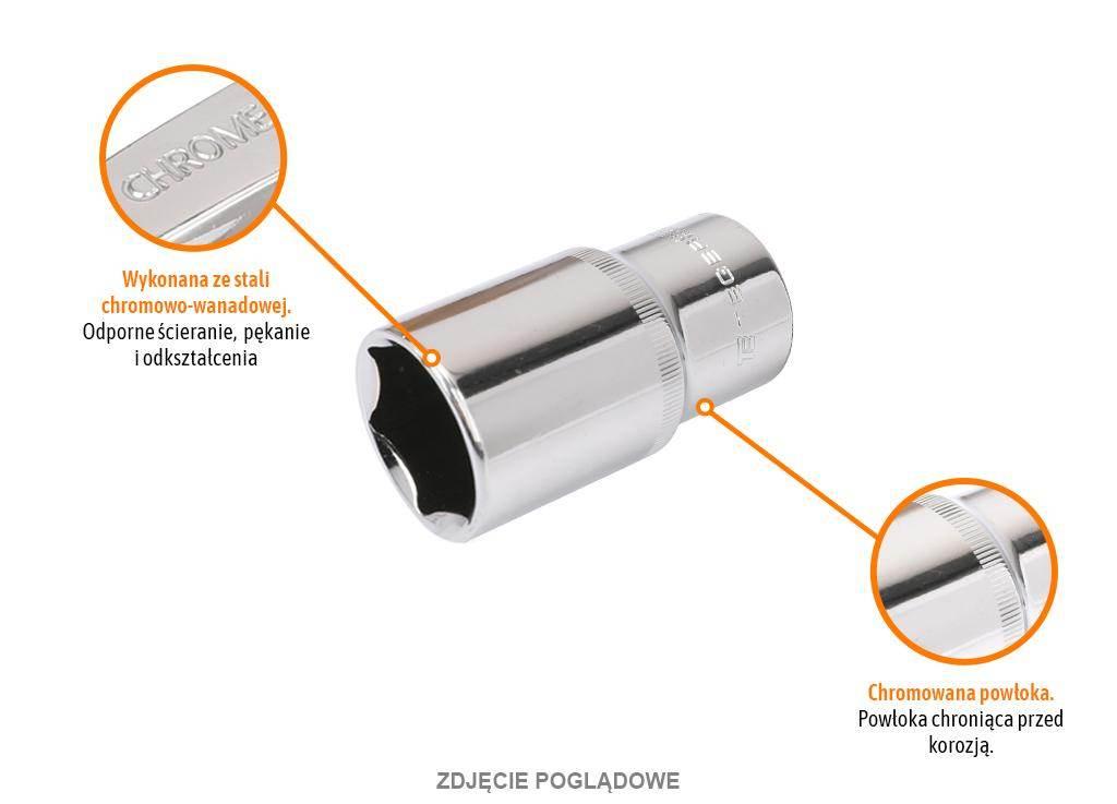 Klucz nasadowy 1/2" sześciokątny długi 9 mm, CR-V, Teger T-W-KNS202 - zdjęcie 2