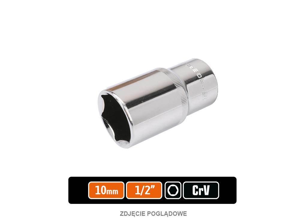 Klucz nasadowy 1/2" sześciokątny długi 10 mm, CR-V, Teger T-W-KNS203