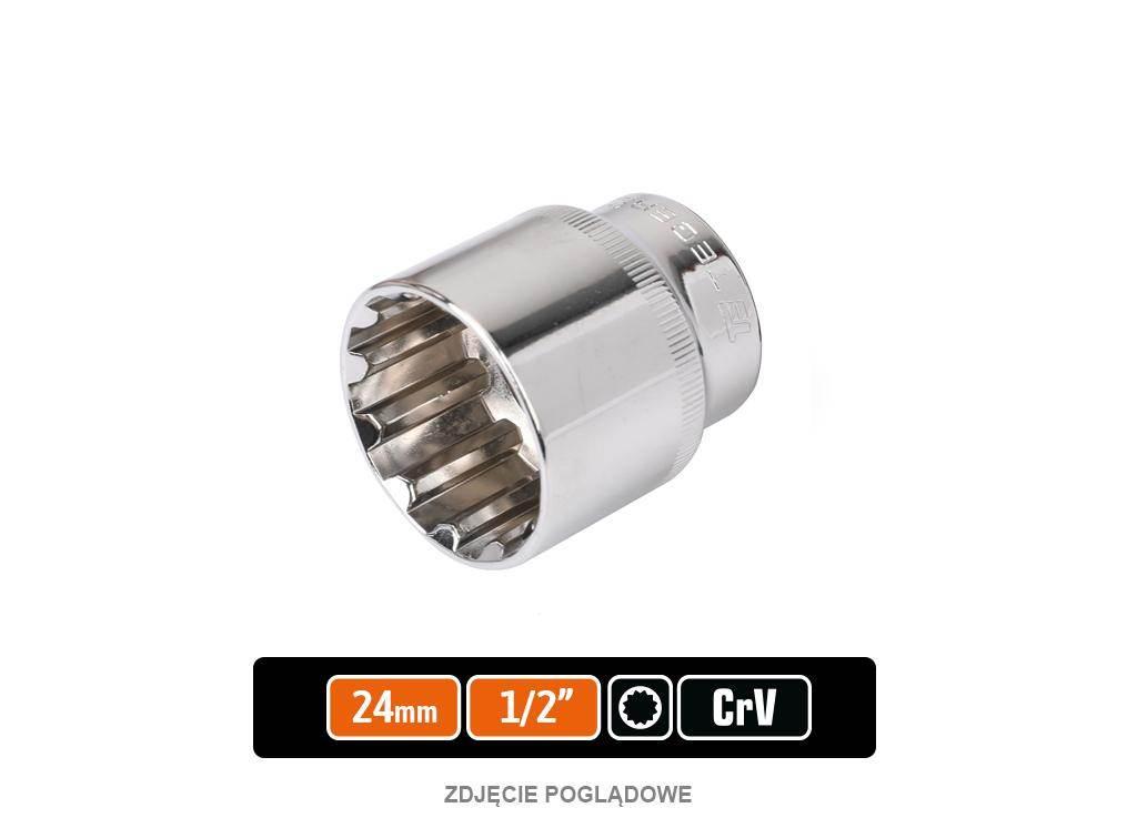 Klucz nasadowy 1/2" SPLINE 24 mm, CR-V, Teger T-W-KNSP316