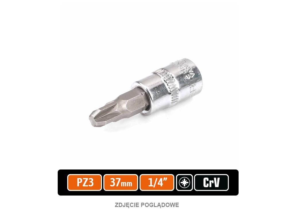 Klucz nasadowy 1/4" z bitem PZ 3x37 mm, S2/CR-V, Teger T-W-KNPZ104