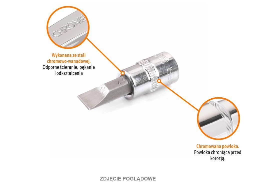 Klucz nasadowy 1/4" z bitem SL 4x37 mm, S2/CR-V, Teger T-W-KNSL101 - zdjęcie 2