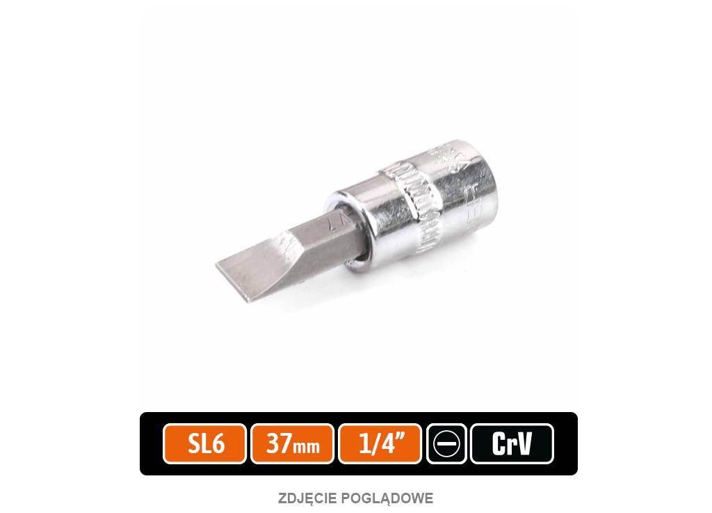 Klucz nasadowy 1/4" z bitem SL 6x37 mm, S2/CR-V, Teger T-W-KNSL103