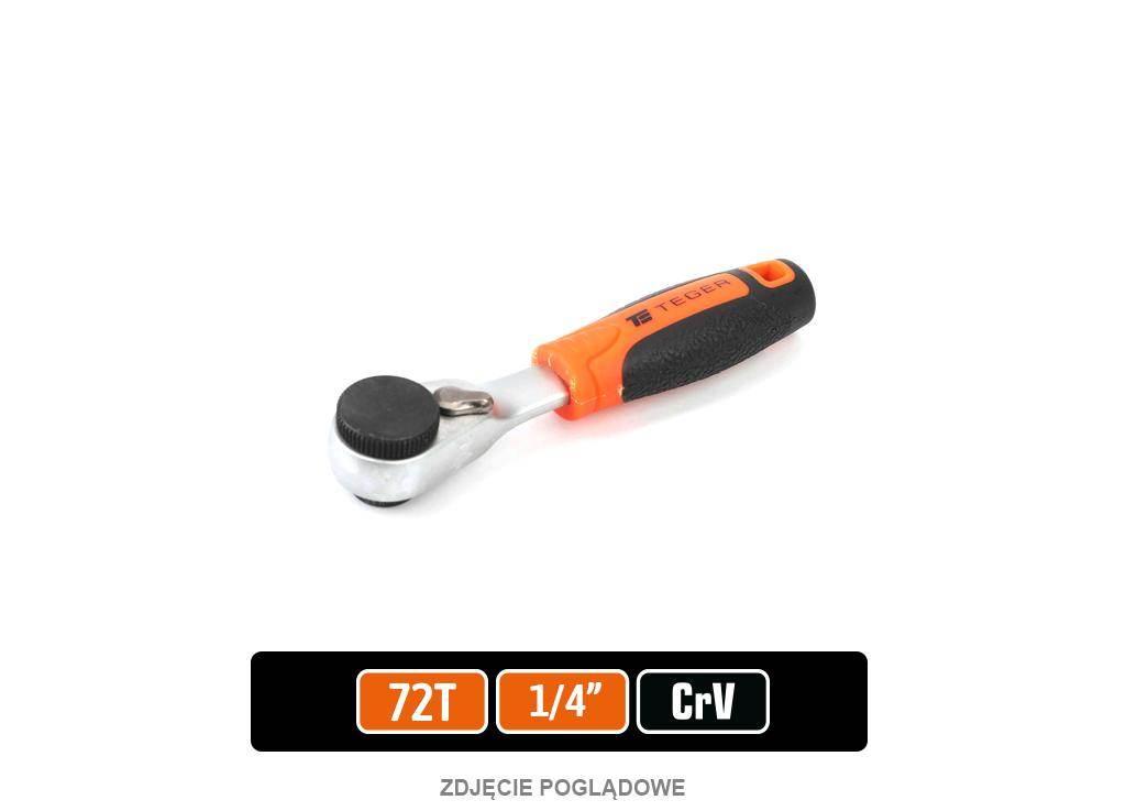 Grzechotka 1/4" 72T - z uchwytem na bity HEX, CR-V, Teger T-W-G103