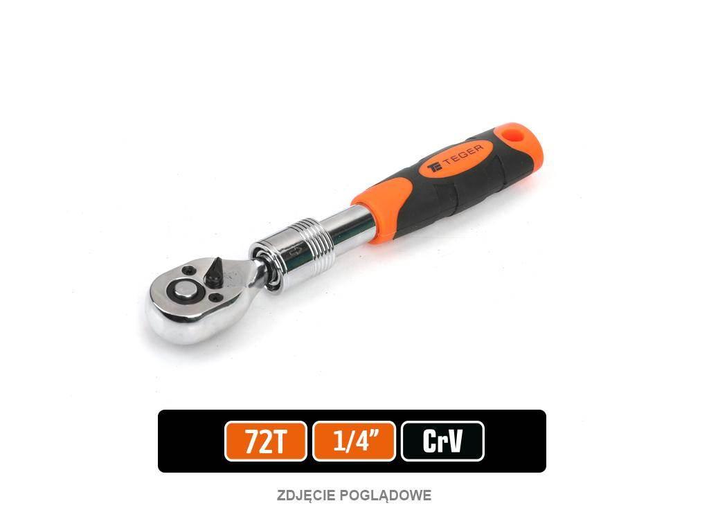 Grzechotka teleskopowa 1/4" 72T, CR-V, Teger T-W-G107