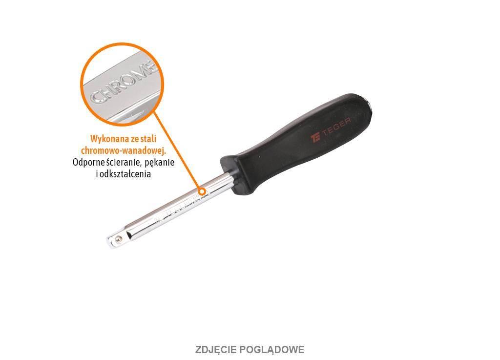Pokrętło do nasadek z uchwytem wkrętakowym 1/4", 150 mm, CR-V, Teger - zdjęcie 2