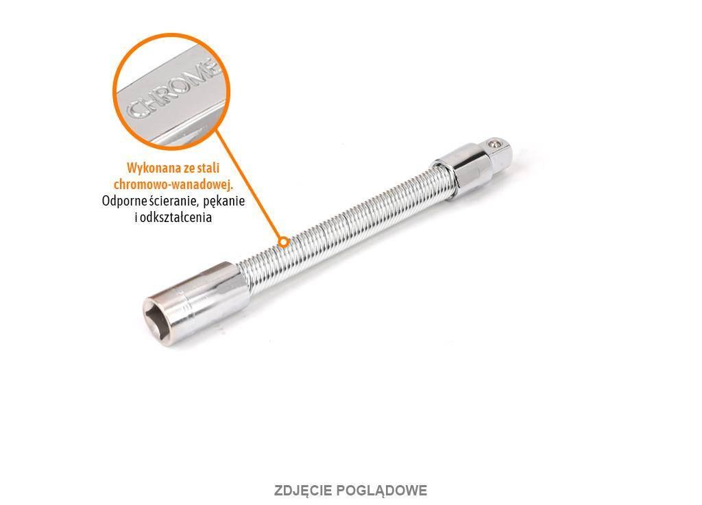 Przedłużka do nasadek 1/4" giętka 150 mm, CR-V, Teger T-W-PRZE116 - zdjęcie 2