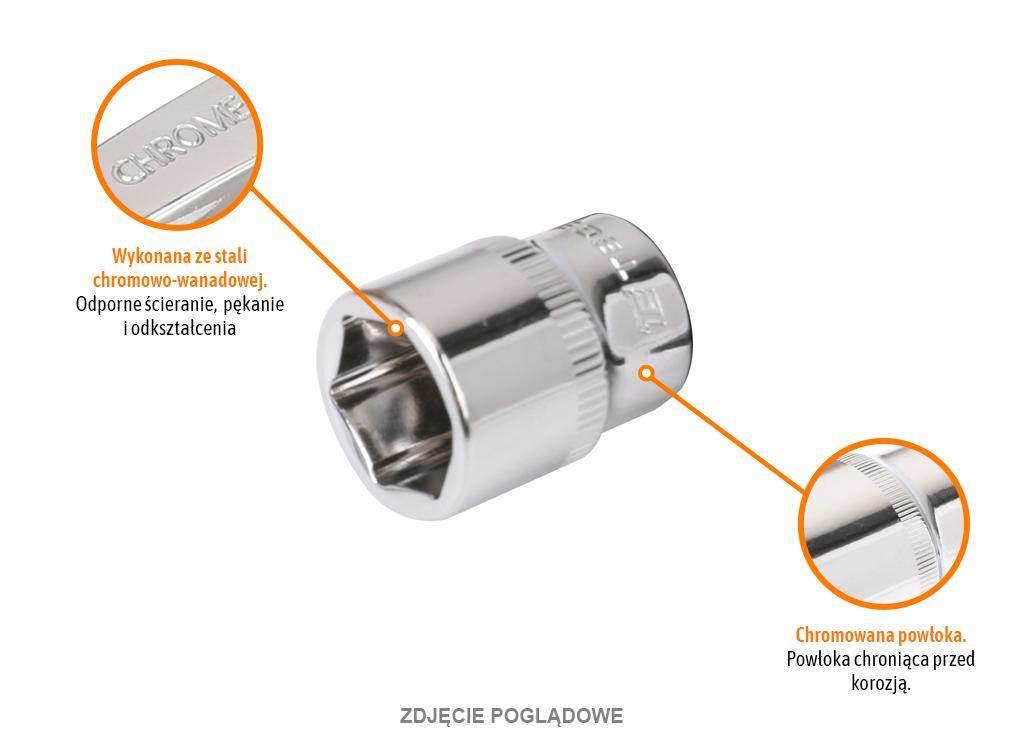 Klucz nasadowy 1/4" sześciokątny 11 mm, CR-V, Teger T-W-KNS310 - zdjęcie 2
