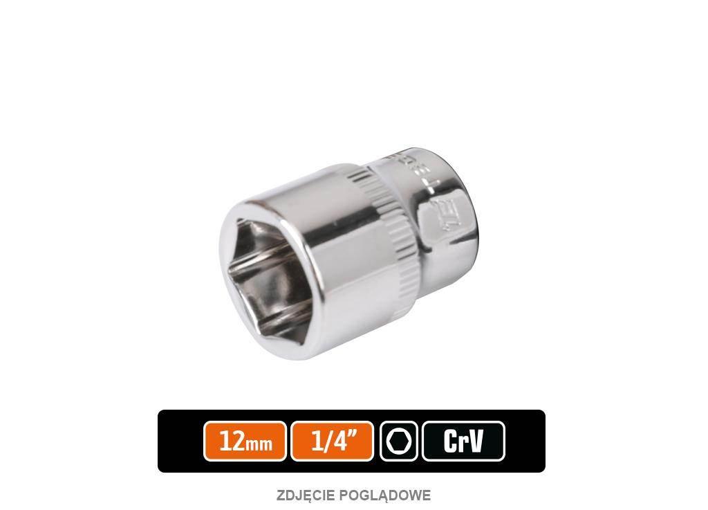 Klucz nasadowy 1/4" sześciokątny 12 mm, CR-V, Teger T-W-KNS311