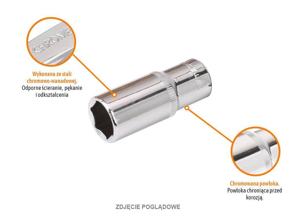 Klucz nasadowy 1/4" sześciokątny długi 4.5 mm, CR-V, Teger T-W-KNS402 - zdjęcie 2