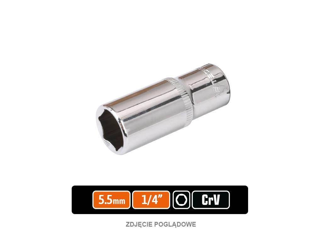 Klucz nasadowy 1/4" sześciokątny długi 5.5 mm, CR-V, Teger T-W-KNS404