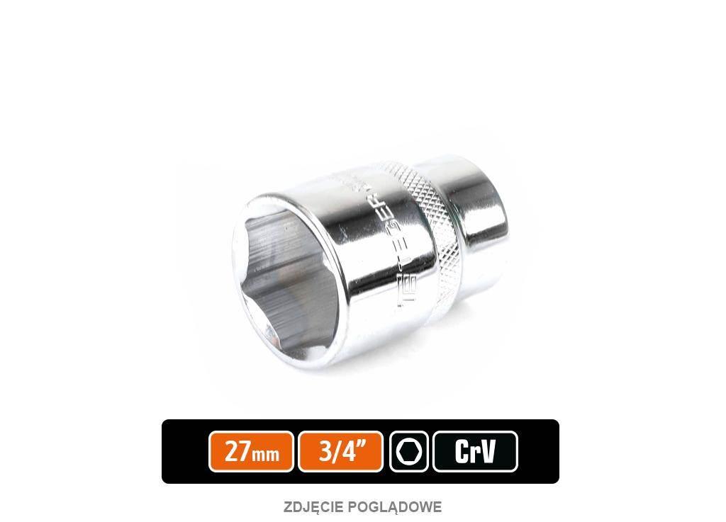 Klucz nasadowy 3/4" sześciokątny 27 mm, CR-V, Teger T-W-KNS506