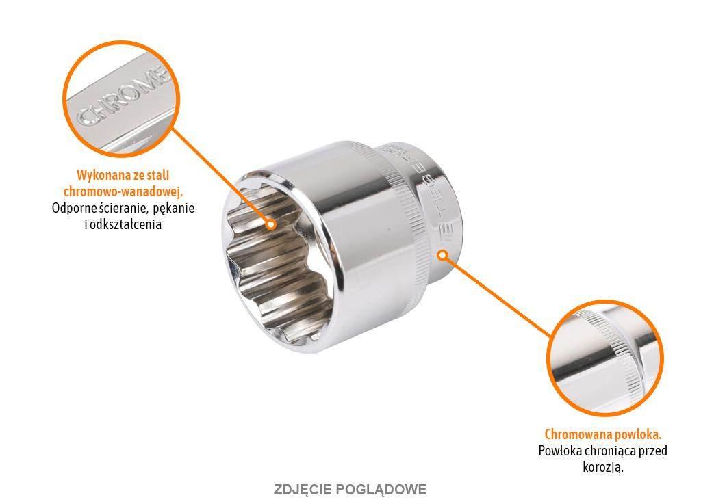 Klucz nasadowy 1/2" dwunastokątny 17 mm, CR-V, Teger T-W-KND110 - zdjęcie 2
