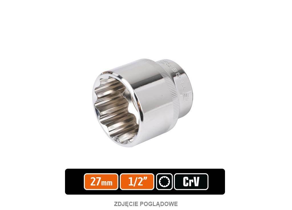 Klucz nasadowy 1/2" dwunastokątny 27 mm, CR-V, Teger T-W-KND120