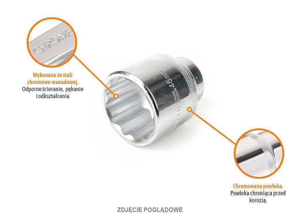 Klucz nasadowy 3/4" dwunastokątny 22 mm, CR-V, Teger T-W-KND304 - zdjęcie 2