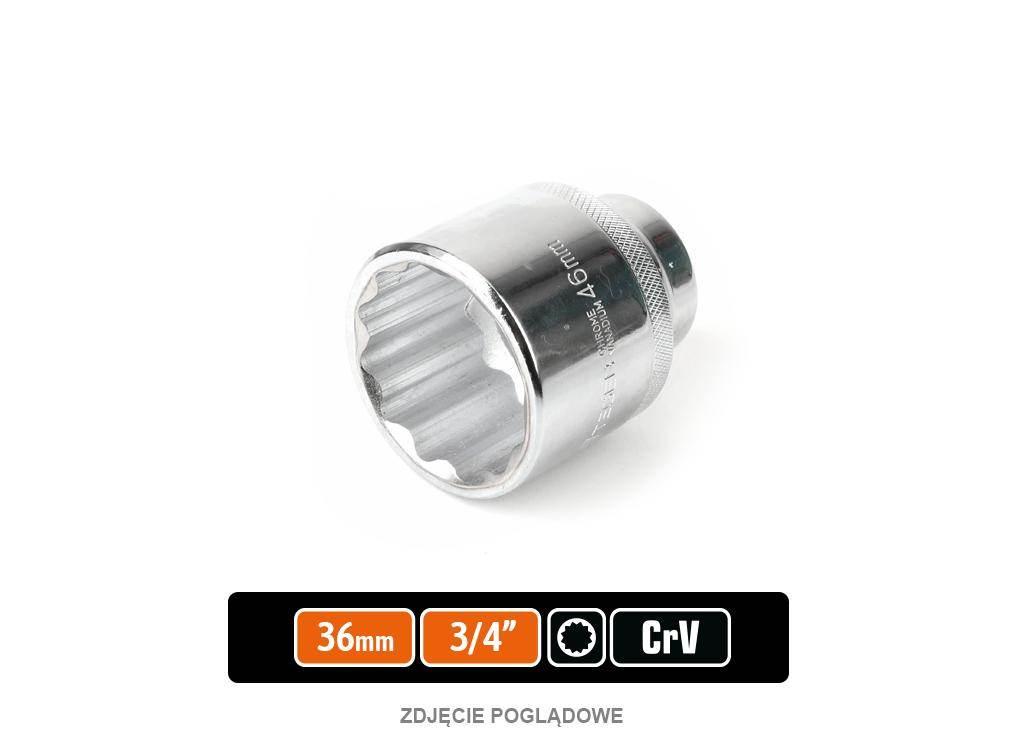 Klucz nasadowy 3/4" dwunastokątny 36 mm, CR-V, Teger T-W-KND311