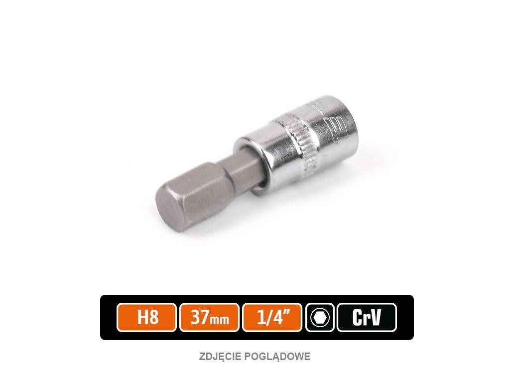 Klucz nasadowy 1/4" z bitem HEX H8x37 mm, S2/CR-V, Teger T-W-KNH307