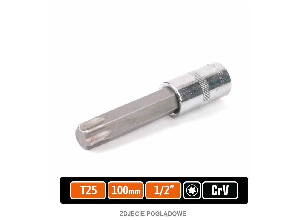 Klucz nasadowy 1/2" z bitem TORX T25x100 mm, S2/CR-V, Teger T-W-KNT202