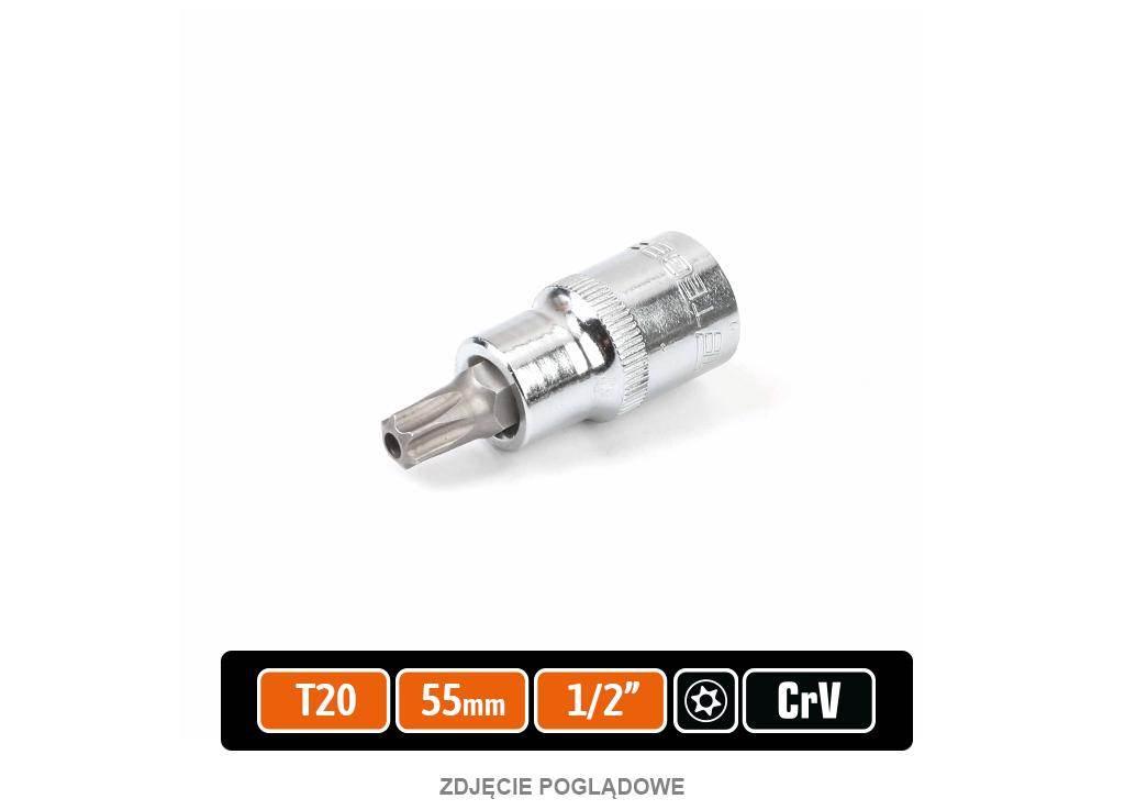 Klucz nasadowy 1/2" z bitem TORX T20x55 mm - z otworem, S2/CR-V, Teger